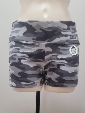 NWT Vtg2013 Victoria's Secret PINK Grey Camo Workout Yoga Shorts XS Waist Pocket